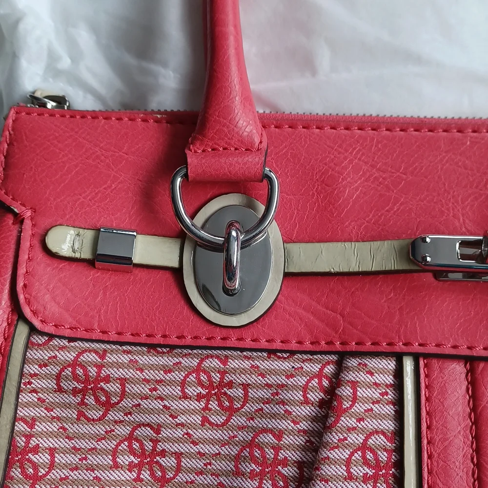 Guess Coral Logo Fabric/Faux Leather Shoulder Bag - Picture 5 of 14